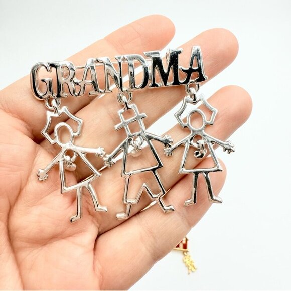 Vintage Grandma Teacher Mom Noel Dangle Brooches Lot KIS - Picture 3 of 10